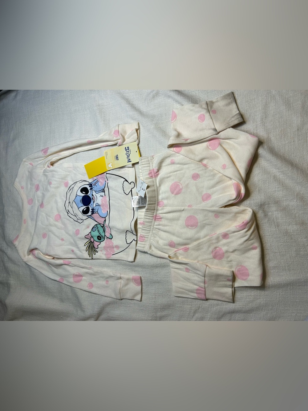 Disney Cream and Pink Polka Dot Stitch Pajama Set